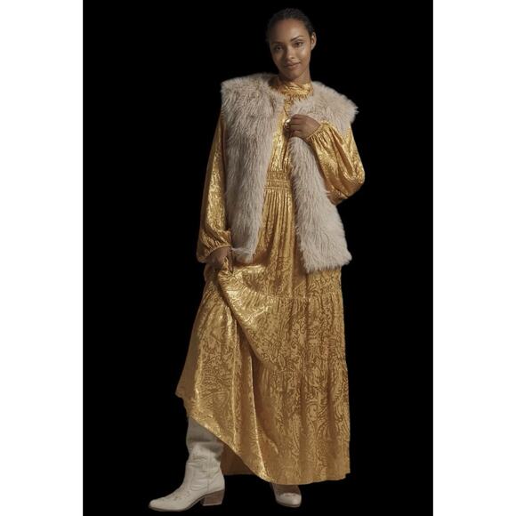 Anthropologie Gold Holiday New Year The Somerset Maxi Dress: Mock-Neck Edition - Picture 4 of 7